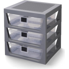 Room Copenhagen Lego Стеллаж для хранения с 3 ящиками с фронтальной и базовой панелью, серый, один размер