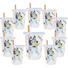 The First Years Bluey Take & Toss питьевая соломенная чашка для малышей, герметичная, с защелкивающейся крышкой и соломинкой, синие подарки и аксессуары 