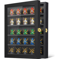 Kacorn Mini Figure Display Case 11 x 14 Inch Building Block Toy Wooden Shadow Box with 98% UV Protected Acrylic Glass Door for Collecting Miniature Figures Souvenirs