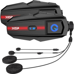 XGP Мотоциклетная гарнитура Bluetooth V5.2 с функцией обмена музыкой, система связи на шлеме мотоцикла для 2 человек с водонепроницаемостью IP67, шле