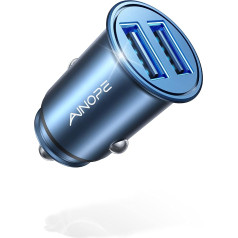 AINOPE USB адаптер прикуривателя 12 В/4.8 A Супер Мини Металл USB Автомобильное Зарядное Устройство с Синей LED Подсветкой Быстрая Зарядка Автомобил