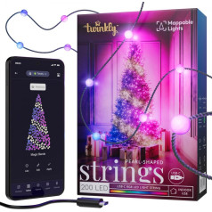 Smart strings usb-c декоративные огни (конфеты) 200 led rgb, жемчуг, зеленый кабель, 12 м