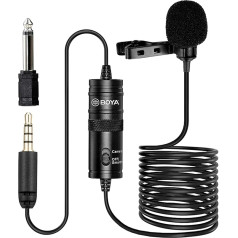 BOYA by-M1 3.5mm Ansteckmikrofon aus Metall für Smartphones, DSLR, Camcorder, Audiorecorder, PC mit Windschutz