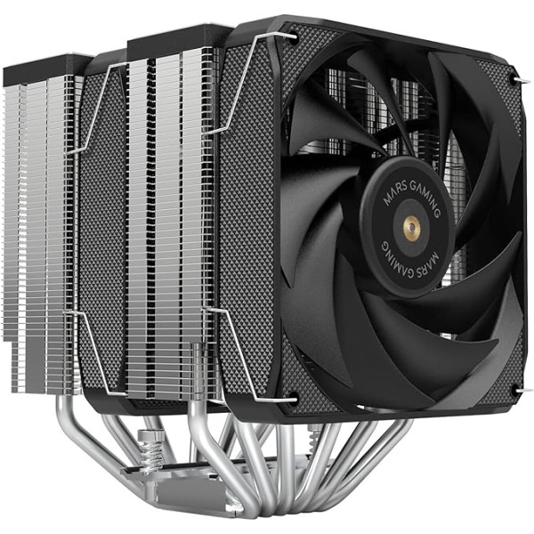 MARSGAMING MCPU-XU6, CPU Cooler Double Tower, TDP 350W, 2x Hybrid Wing Fans and Hyperbalanced Copper FDB Bearing, 6 Heatpipes with HCT ULTRA Technology, Universal Multisocket, Black