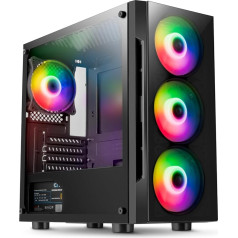 CiT Flash ARGB PC Gaming Case, Micro ATX, 4 x 120mm ARGB Rainbow вентилятора в комплекте, закаленное стекло, светодиодные кнопки, поддержка 8 вентиляторов, готовность к