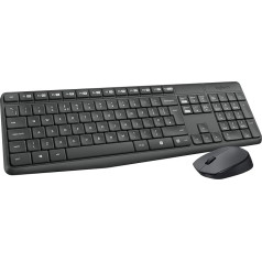 Беспроводной комплект клавиатуры и мыши Logitech MK235, подключение 2,4 ГГц через приемник Unifying Nano USB, радиус действия 10 м, 15 клавиш FN, срок службы ба