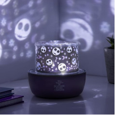 Paladone Nightmare Before Christmas Projection Light - Официально лицензированная лампа-проектор со звуками и сменными страшными сценами с Джеком Скеллингтоном, 4 