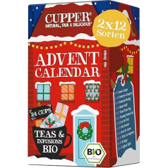 Cupper Organic Tea Advent Calendar 2024, рождественский подарок, рождественский календарь без шоколада с 24 чайными пакетиками, 2х12 сортов, два новых сорта