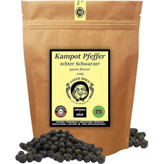 UNCLE SPICE® Black Kampot Pepper - 120 г Kampot Pepper Black - Premium Quality - цельные высушенные на солнце ягоды перца, цельные перчинки, собранные вручную на мельнице