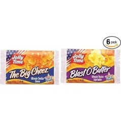 3 x Jolly Time The Big Cheez 100 г, 3 x Jolly Time Blast O Butter 100 г и 3 x Jolly Time The Big Cheez 100 г. Закуски из попкорна