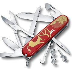 VICTORINOX Huntsman Year of Ox 2021 Карманный нож, 15 функций, Swiss Made, мультиинструмент для активного отдыха, включая ножницы, пилу по дереву, отвертку, красн