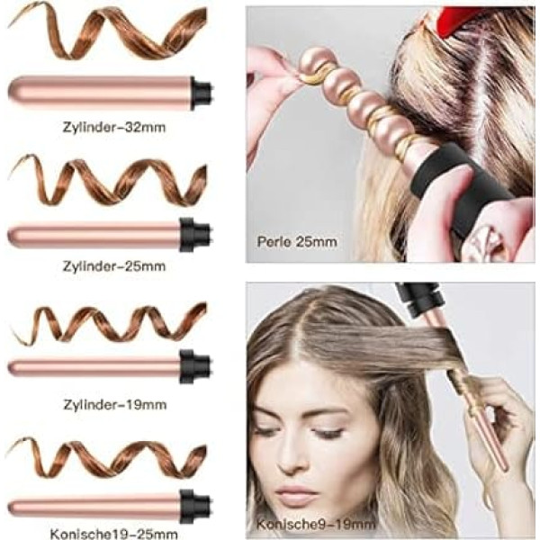 Утюги для завивки с различными насадками - утюжки для завивки 6 в 1 для крупных и мелких кудрей, настенные керамические утюжки для завивки с