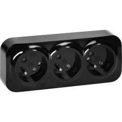 Розетка тройная ToDo 2P+Z IP20, 16A, 230V AC, черная, 10 шт.