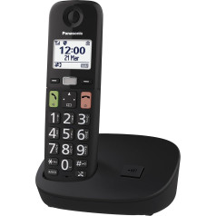 Panasonic KX-TGU110EXB Цифровой беспроводной телефон с автоответчиком, базовый блок и 1 трубка, ЖК-дисплей, большие кнопки, любимые вызовы, совместим 