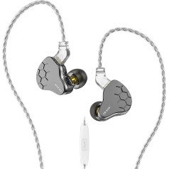 KINBOOFI KBEAR Lark In-Ear Monitor 1BA 1DD Hybrid Balance Armature HiFi Headset, проводные наушники с металлическим и PC корпусом 0,78 мм 2-контактный съемный кабель (серый, с микр