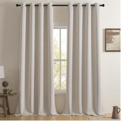 Softalker Непрозрачные шторы бежевые с люверсами Блэкаут Шторы для гостиной Современные тепловые шторы Теплозащитные шторы Шторы для окон 140 x 