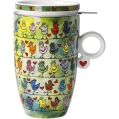 Goebel 26-103-15-1 Чайная чашка с ситечком Птицы на проволоке любви Тонкий костяной фарфор, Цвет: Многоцветный, Размеры: 11,5 x 8 x 14 см.