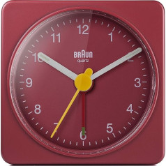 Аналоговые дорожные часы-будильник Braun Classic, компактный размер, тихий кварцевый механизм, будильник Crescendo в красном цвете, модель BC02R, черный