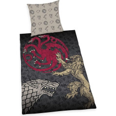 Постельное белье Herding Game of Thrones, наволочка около 70 x 90 см, пододеяльник около 140 x 200 см, с гладкой фирменной молнией, 100% хлопок, Renforcé