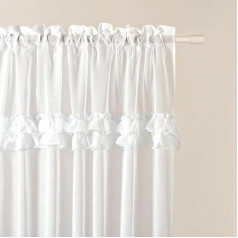 ROOM99 Штора Frilla с оборкой, 350 x 250 см, ширина x высота, прозрачная современная штора-шарф, гостиная, спальня, для рельсовой системы, белая оборка, 