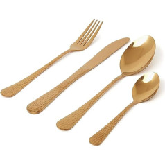 Sabichi Hammered Copper Cutlery Set for 4-16 Piece Stainless Steel Cutlery Set - Easy Clean Golden Cutlery Sets - Dinnerware Sets with Knives, Forks, Tablespoons, Teaspoons