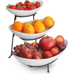 DEELIA® Etagere | 3 яруса | Керамическая чаша для фруктов современная и белая | Практичное хранение для кухни | 3 яруса для фруктов и овощей