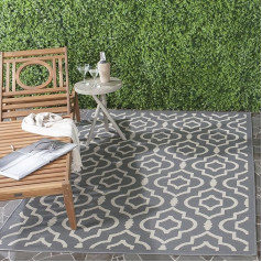 Ковер SAFAVIEH Geometric Indoor & Outdoor - водонепроницаемый - коллекция Courtyard, короткий ворс, антрацитовый и бежевый, 79 X 152 см