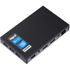 MeLE Quieter2D Безвентиляторный мини ПК Win11 Home, Celeron N4000, 4GB RAM, 128GB Memory, M.2 SSD, Dual HDMI 4K, Gigabit Ethernet, Малый настольный ПК для Linux, Ubuntu IoT