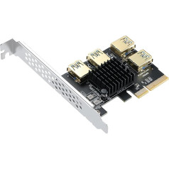 YABOANG PCIe 1 к 4 Riser, PCI Express 4X к 16X Splitter Riser Card, PCI-E к внешним 4 USB 3.0 конвертер адаптер w/Large радиатор, PCIE Multiplier расширения платы для Ethereum Bitcoin Mining