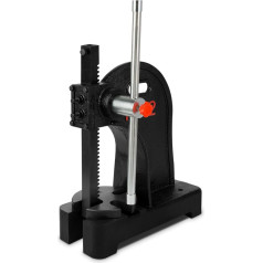 EBERTH Drehdornpresse Dornpresse Zahnstangenpresse mit 2T Presskraft, bis Werkstückhöhe 190mm, Ausladung 120mm, Handhebelpresse für Werkstatt, Grundplatte 4-fach verstellbar, leichtgängiger Hebel