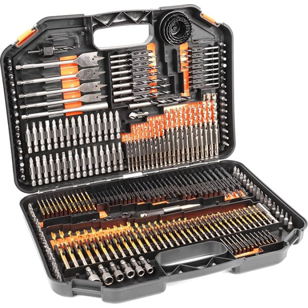 Terratek® 246-Piece Professional Drill Bit Set & Case - с насадками для шуруповерта, сверлами из быстрорежущей стали, сверлами для каменной кладки, сверлами по дер