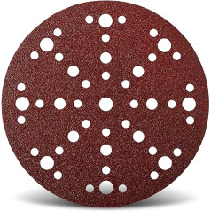 Wfix PRO Red Fire Waterproof Sanding Discs 150 mm Velcro 48-Hole Perforation for Random Orbital Sanders Grit P80 Coarse - 100 Extra Durable Sandpaper Set for Wood Sanding and Body Construction