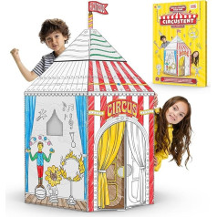 Joya Creative Circus Tent Картонный игровой домик для раскрашивания - Креативная детская палатка с цирковыми мотивами - Развивает воображение и творч