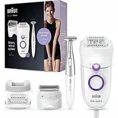 Женский электроэпилятор Braun Silk-épil 5-825 Power, бережное удаление волос, бесперебойная работа с кабелем, бритвенной головкой и насадкой-триммеро