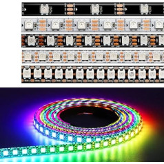 DC5V WS2812 WS2812B LED Strip Black White PCB 30/60/74/96/144LEDS/M RGB индивидуально адресуемый пиксельный светодиодный свет IP30 IP65 IP67 (White PCB IP65, 5 M 96 LED/M)