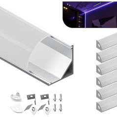 KOSOOM LED Алюминиевый профиль под углом 90° для светодиодных лент, 1 м x 6 шт. 6 м, размер 15,8 мм x 15,8 мм, для светодиодных лент шириной менее 10 мм, с мо