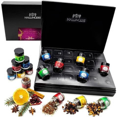 Hallingers Merry Christmas - Happy New Year - Tea Advent Calendar Handmade, Vegan & Gluten Free in Screw Jars (Set) - Gift Ideas Christmas & Gifts Christmas | Get Well Hanukkah Friend