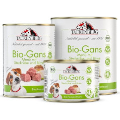 TACKENBERG Organic Goose with Turnabaga & Pear Wet Food Tin for Dogs - Корм для собак премиум качества - натуральный беззерновой - 6 x 800 г