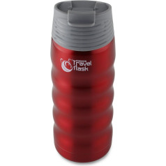 Pioneer Flasks Double-Wall Vacuum Travel Flask Hot and Cold Drink Bottle 480ml 0.48L, Stainless Steel Metallic Red