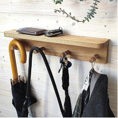 MINICAMP Вешалка для верхней одежды с полкой - из массива дуба - с 4 крючками - деревянные настенные крючки для подвешивания полотенец - для хране