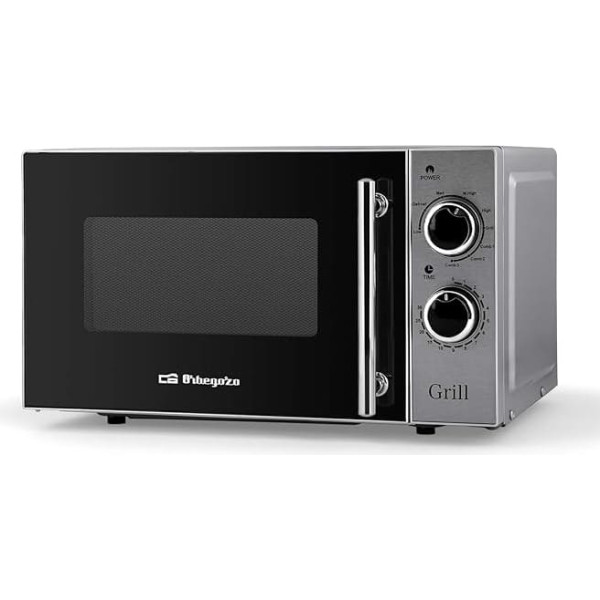 Orbegozo MIG2550, емкость 20 литров, 5 уровней, 3 комбинированные функции, мощность 700 Вт микроволны и 900 Вт гриля, нержавеющая сталь