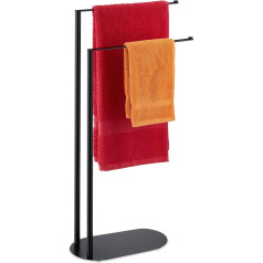 Relaxdays 2 Bar Towel Rail Freestanding Steel 77cm H x 40cm W x 18cm D Bath Towel Holder Black