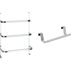 WENKO Irpinia Chrome Towel Rail с 3 полотенцесушителями, 54,5 x 77,5 x 21,5 см, хром и дверной полотенцесушитель телескопический 60 см, выдвижной дверной полотенц