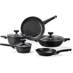 Moneta Magnolia Stone Black 8-Piece Saucepan Set Также подходит для индукционных плит