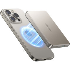 Powerbank Pro 10000mAh ультратонкий магнитный PD 20W USB-C Lightning - титан