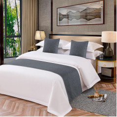 OSVINO Bed Runner Plain Series Polyester Vintage Bed Decoration for Living Room Dark Grey 240 x 48 cm for 180 cm Bed