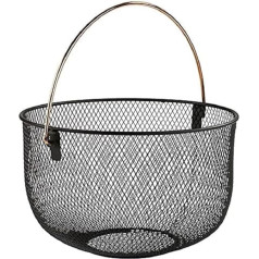 Корзина для хлеба и фруктов APS, металлическая корзина, черная корзина с медными ручками, диаметр 30 см, высота 19 см