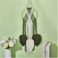 PLIGREAT DIY Leaf Dream Catcher Macrame Kit Adult Beginners Boho Dream Catcher Macrame Knot Ornament Kit for Bedroom Living Room Office Home Wall Hanging Decor, Instructions Included