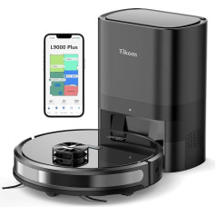Tikom L9000 Plus Робот-пылесос с функцией уборки, самослив, 60-дневная емкость, карта дома, расписание, WLAN/App, 6000 Па, 150 минут максимум, LiDAR-навигация Ро