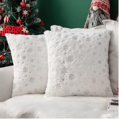 MIULEE Рождественские подушки Cuddly Cushion Fluffy Snowflakes Decorative Cushion Sofa Cushion Plush Cushion Couch Cushion Cover Decorative Cushion for Living Room 50 x 50 cm White Set of 2